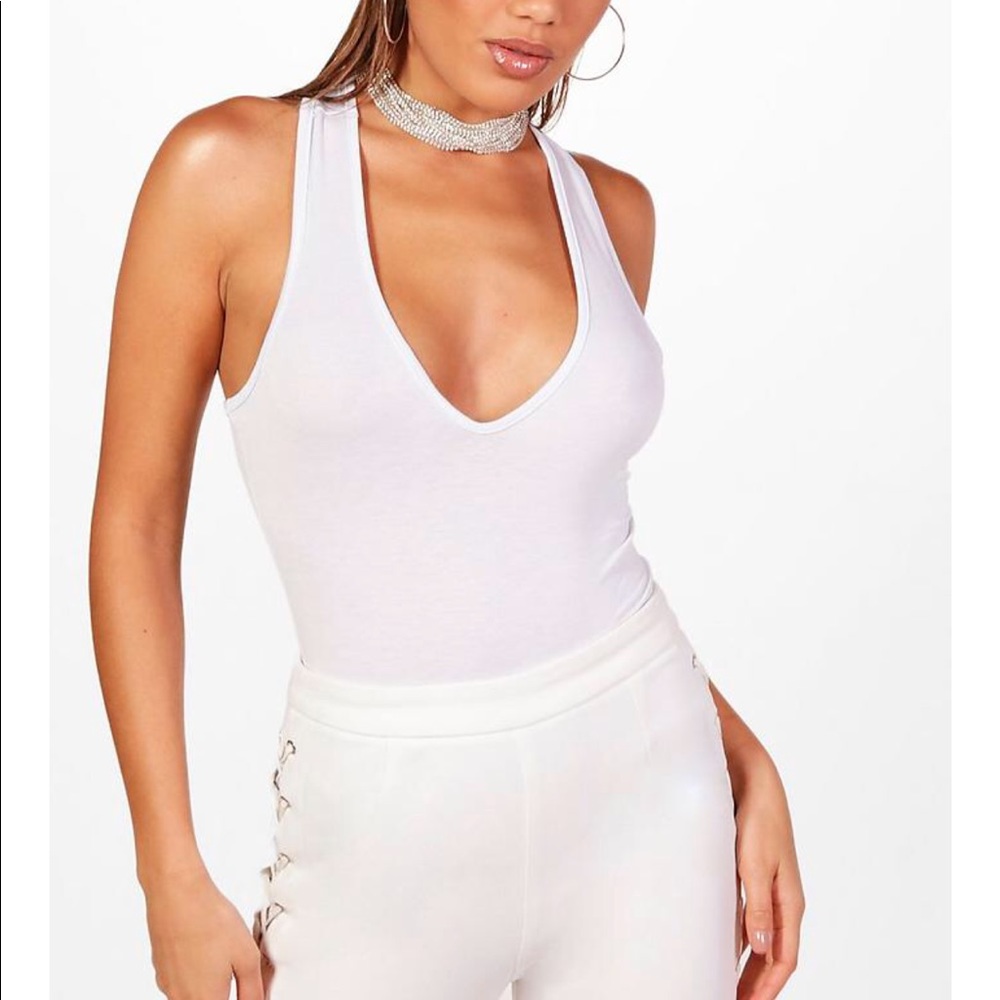 White Plunge Bodysuit